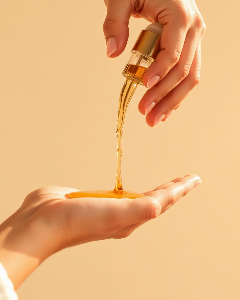 Olio caldo versato nel palmo della mano prima del trattamento